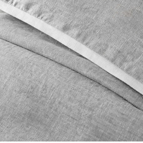 POTTERY BARN BELGIAN FLAX LINEN CONTRAST FLANGE KING DUVET - Picture 3 of 9